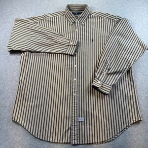 Ralph Lauren Men XL Striped Button Down Shirt Navy/Blue/Yellow Cotton Sleeve